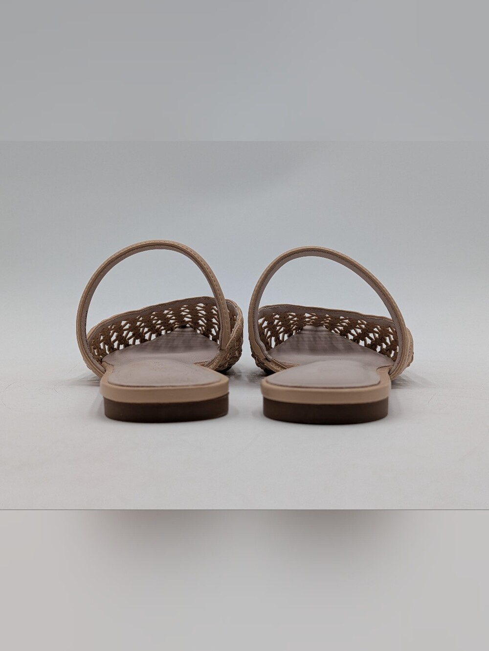 Yosi Samra Justine Sz 9 Pointed Toe Handwoven Leather Mule Flat Sandal Tan - Picture 14 of 16